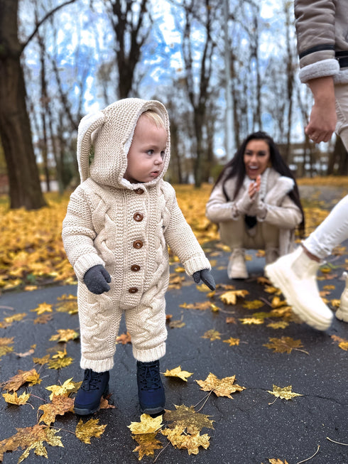 Knitted, wool jumpsuit for children "ZAĶIS" - beige